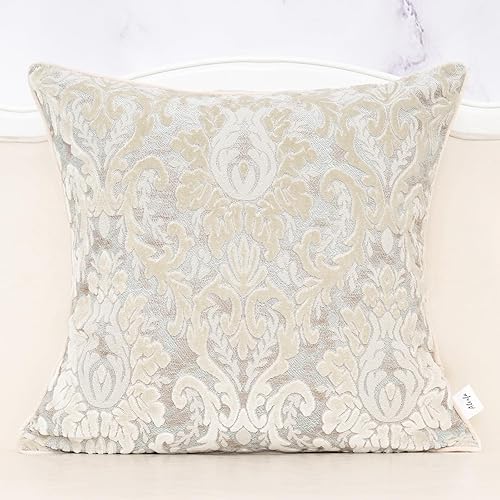 Miniatura 8 de Alerfa Funda de Cojín Decorativo Bohemia Floral Marrón de 18x18 Pulgadas de Terciopelo Cortado Cuadrada de Lujo Bordada para Sofá Sala de Estar