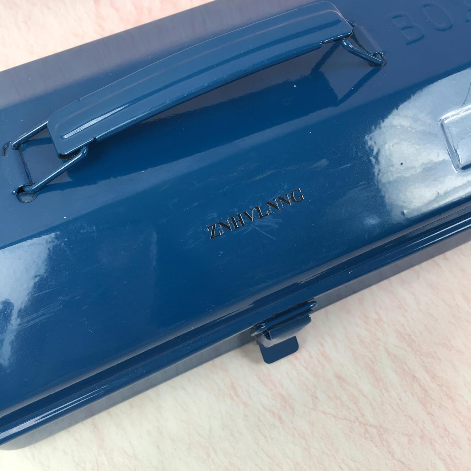 ZNHVLNNG Metal tool boxes Deep Blue Metal Toolbox (Durable Metal Tool Organizer with Latches)