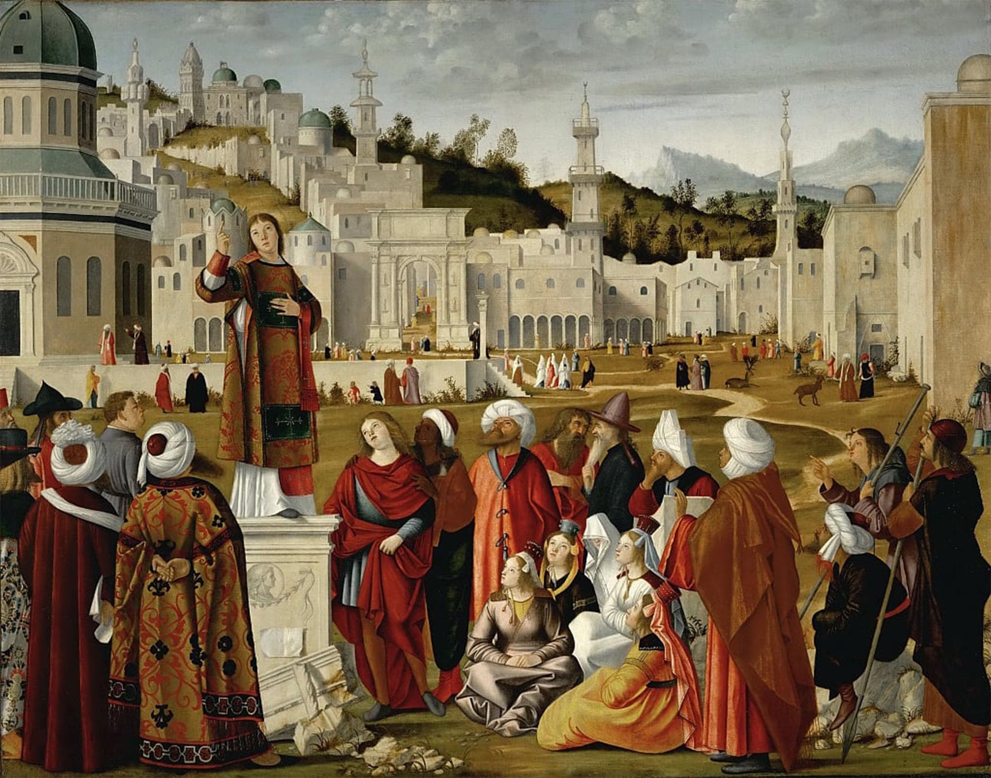 POSTERIIk Famous Animal Posters Vintage Picture the Sermon of St Stephen At Jerusalem by Vittore Carpaccio Modern Wall Decor for Home Decor 60x90cm