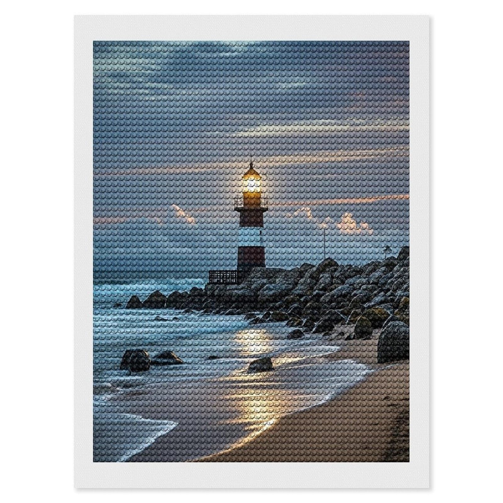 FekiLoot Diamond Art Kits for Adults, DIY 5D Sea Lighthouse Diamond Painting Kits for Beginners, Full Round Drill Diamond Dots Painting Gem Art Crafts for Home Wall Decor & Gift 12"x16"