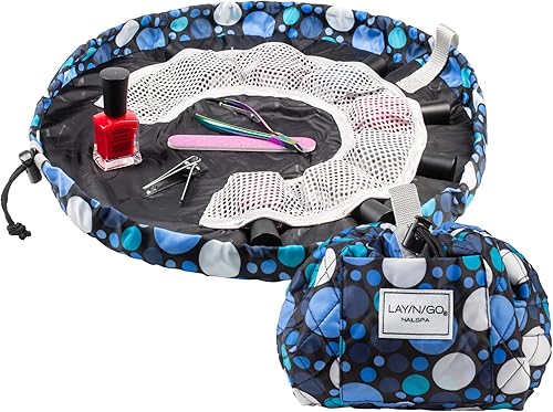Lay-n-Go NailSpa Bolsa de cosméticos con cordón  Bolsa organizadora portátil de suministros de uñas con 8 bolsillos de malla elástica y centro disponible en Yaxa Costa Rica