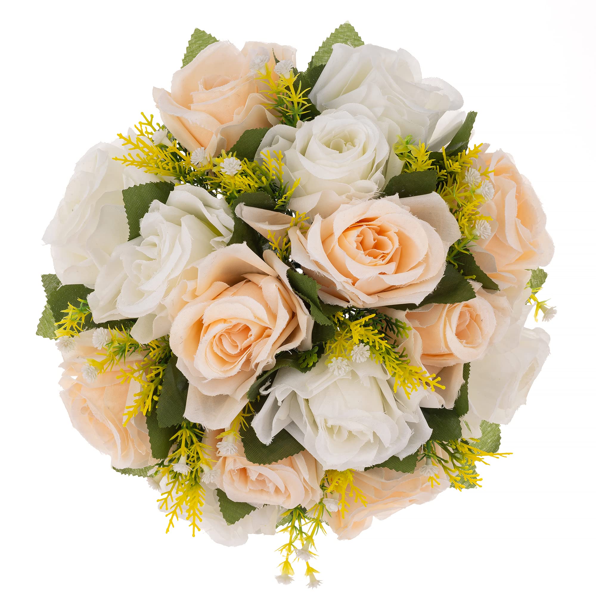 Blumen-Mittelstücke für Hochzeitstische: Tischdekorationen für Hochzeiten, pfirsichfarbener Champagner und weiße Blumen, Tafelaufsätze für Verlobung, Zerebration, Party, Mittelstücke, 6