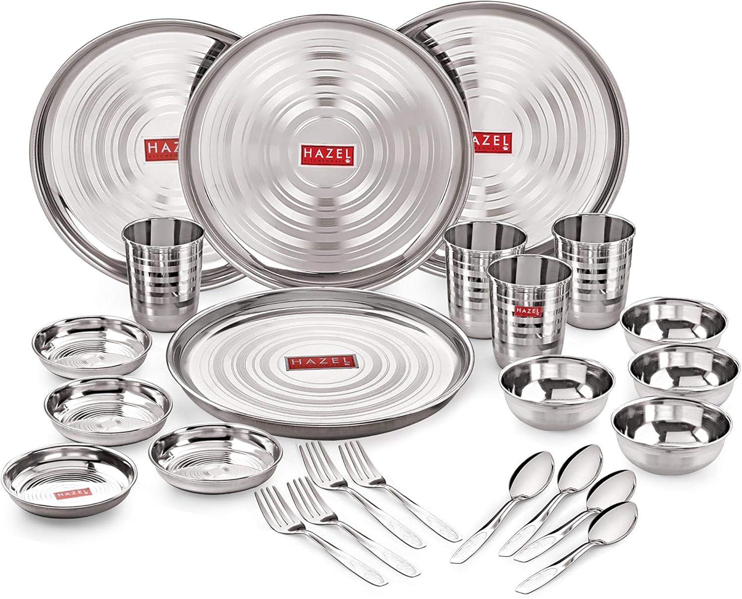 Hazel Stainless Steel Dinner Set 24 Pcs Designer Gift Set