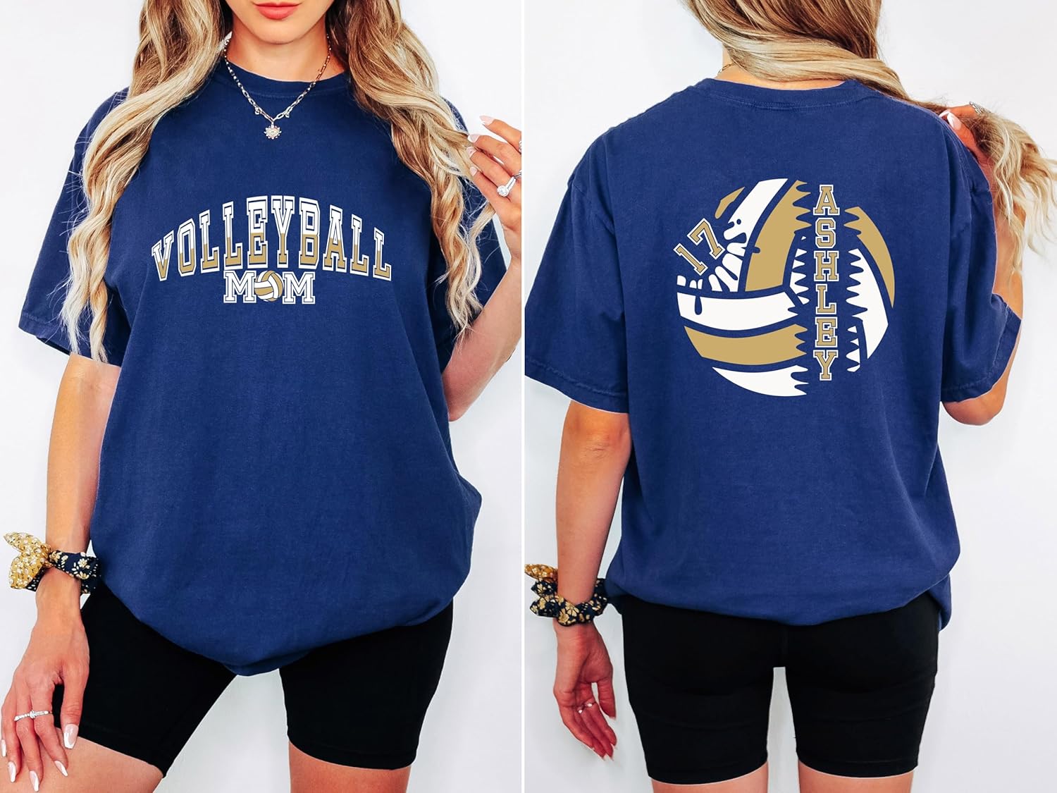 Custom Volleyball Mom Shirt&Sweatshirt with Name and Number, Personalized Volleyball Family Crewneck Pullover, Team Spirit Gift for Mom, Dad, Sister etc. Multi - Image 4