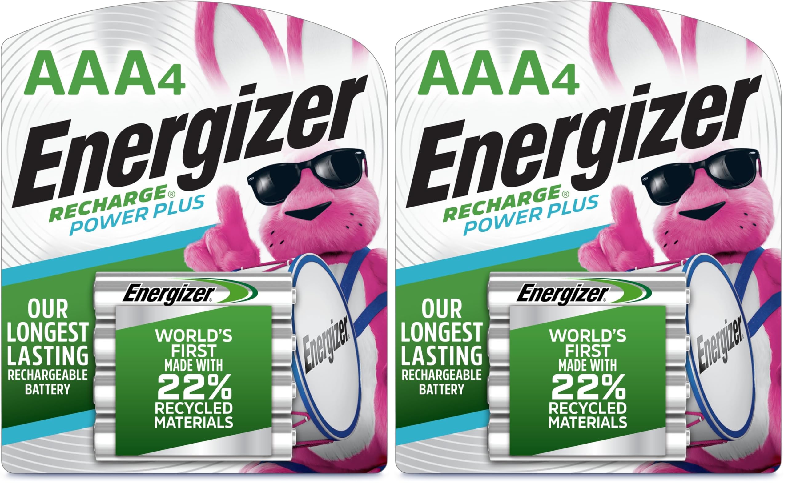 Energizer Rechargeable AAA Batteries Recharge Power Plus Triple A Battery Pre-Charged 4 Count Pack of 2