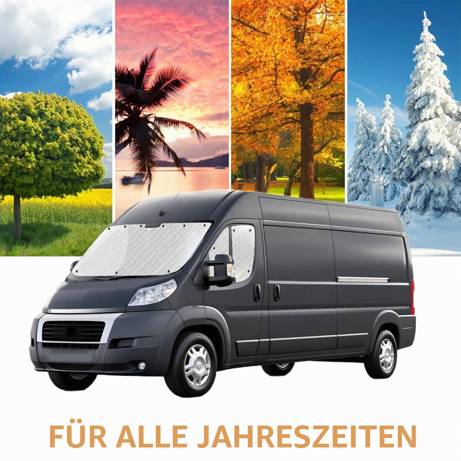 Sonnenschutz Auto Frontscheibe für FIAT Ducato Wohnmobil Interne Thermomatten Verdunkelung Sichtschutz UV-Schutz Frontscheibenabdeckung für Peugeot Boxer und Citroën Jumper 2006-2025