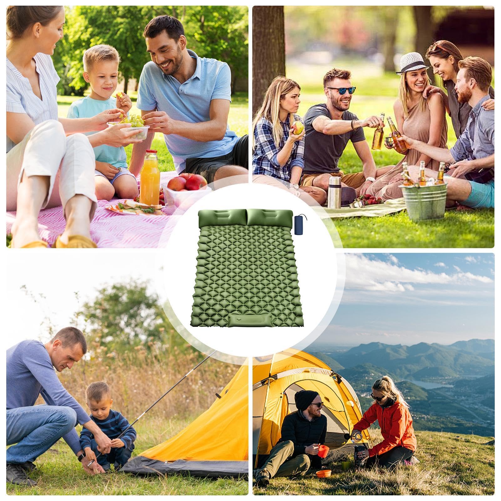 Colchón de Aire para Acampar, colchoneta Inflable para | Colchón para con Almohada - Bomba de pie incorporada, colchón para mochileros, Caminatas, Viajes, Tienda de