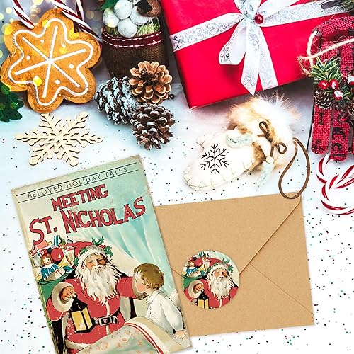 Miniatura 4 de AnyDesign 40 Pack Vintage Christmas Cards Santa Christmas Tree Snowman Greeting Cards with Stickers Envelopes Retro Xmas Blank Note Cards for