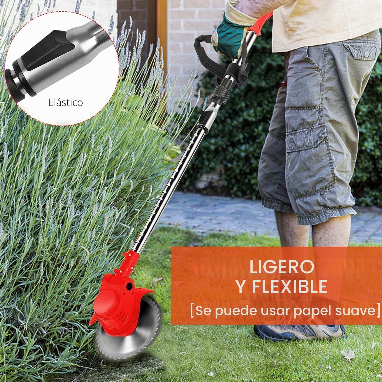 Desbrozadora eléctrica inalámbrica, 12 V/21 V, corte borde, 0 – 18000/min, batería incluida, moderna y práctica
