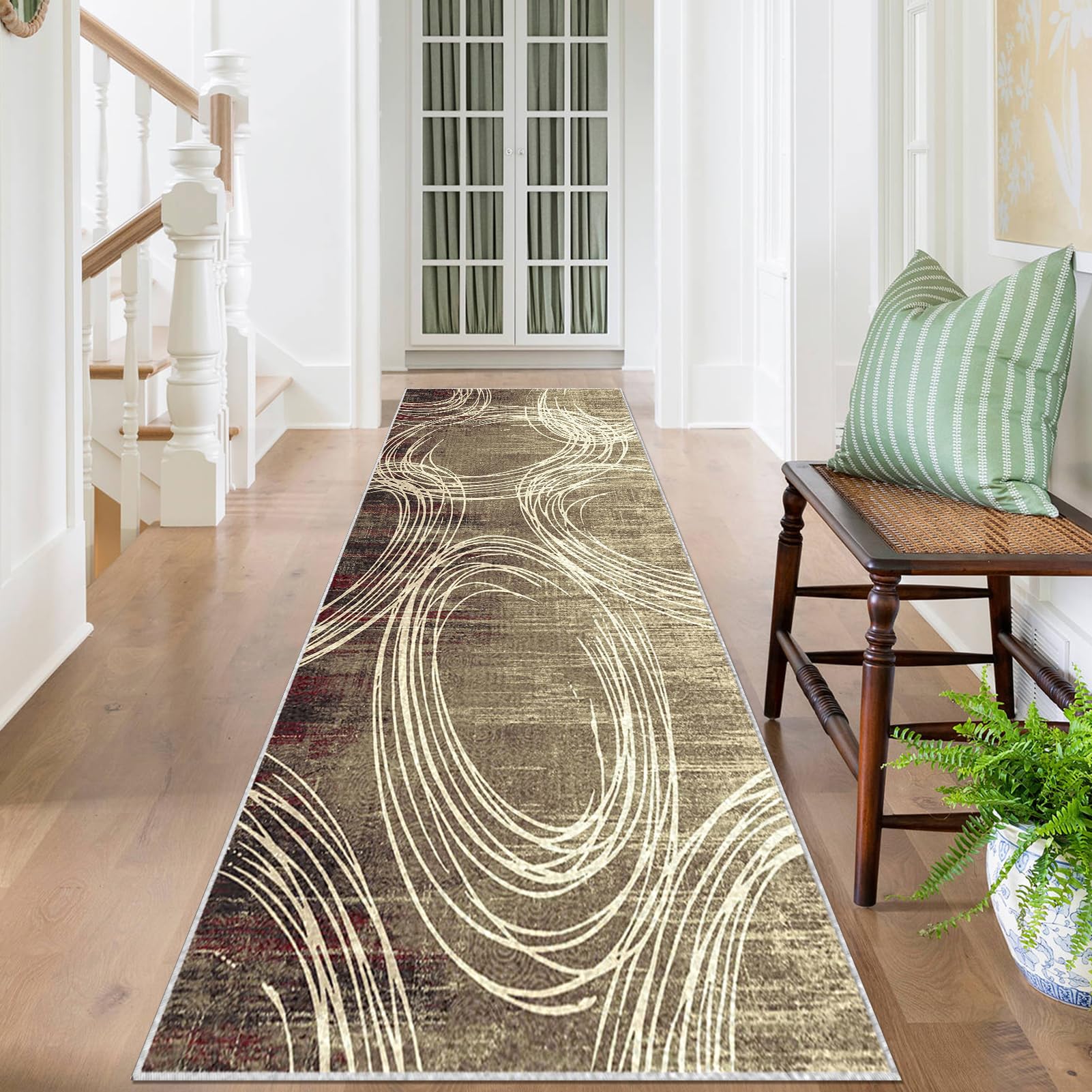 Dywan kuchenny przed zlewem antypoślizgowy zmywalny długi chodnik 110 x 200 cm dywan korytarz kuchnia z krótkim włosiem dywanik wejściowy wnętrze dywanik podłogowy do przedpokoju kuchni sypialnia