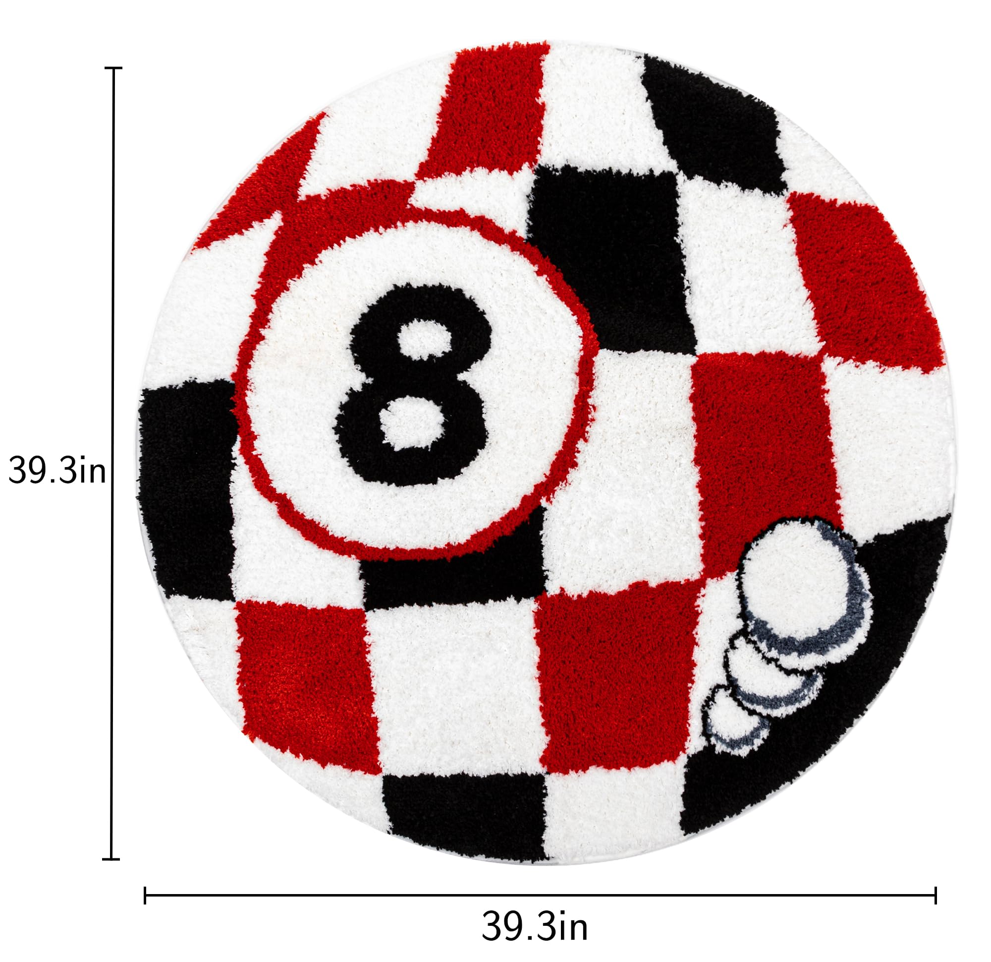 文房具・ステーショナリー idang club milkyheart circle rug Mibathni 8 Ball Rug, 39.3 in Non-Slip Round Eight Billiard Pool