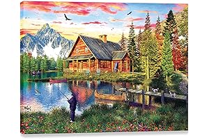 Nature's Tranquility Captured: Diamond Painting Kit for Fishing Cabin Ambiance