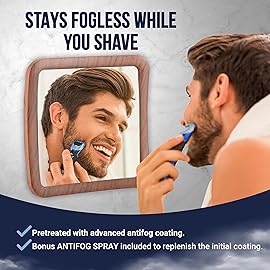 MIRRORVANA Fogless Shower Mirror for Shaving - Shatterproof Surface, Upgraded Suction Cup, and 360 Swivel Design - 6.3 x 6.3 (Bamboo Print)