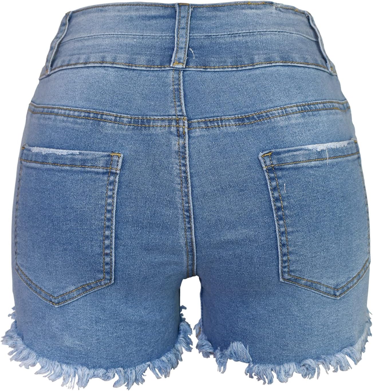 Aodrusa Jean Shorts Womens High Waisted Stretchy Mom Two Buttons Frayed Raw Hem Ripped Denim Shorts Distressed - Image 4