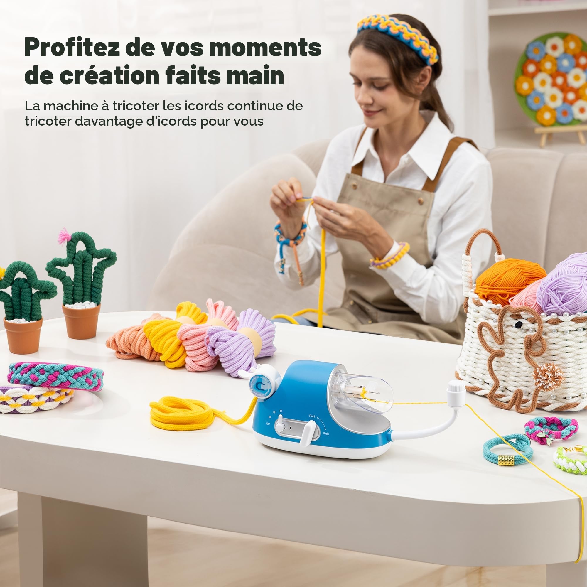 Caydo Tricotin Automatique Pro, Machine à Tricoter Électrique | Tricotin Mécanique, Moulin à Tricoter, Tricotin Puissant à Vitesse Réglable, Très Efficace pour Cordons Décoratifs, Breveté