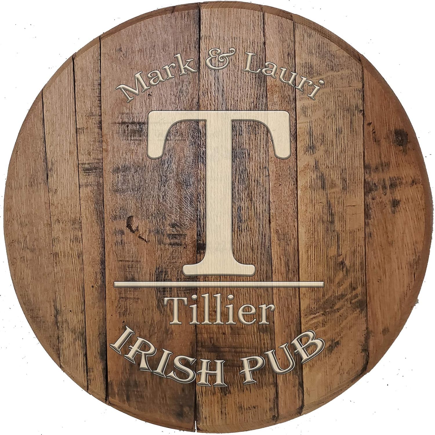 Family Name Monogram Custom Bar Sign for Rustic Home Decor Authentic Whiskey Barrel Wall Art