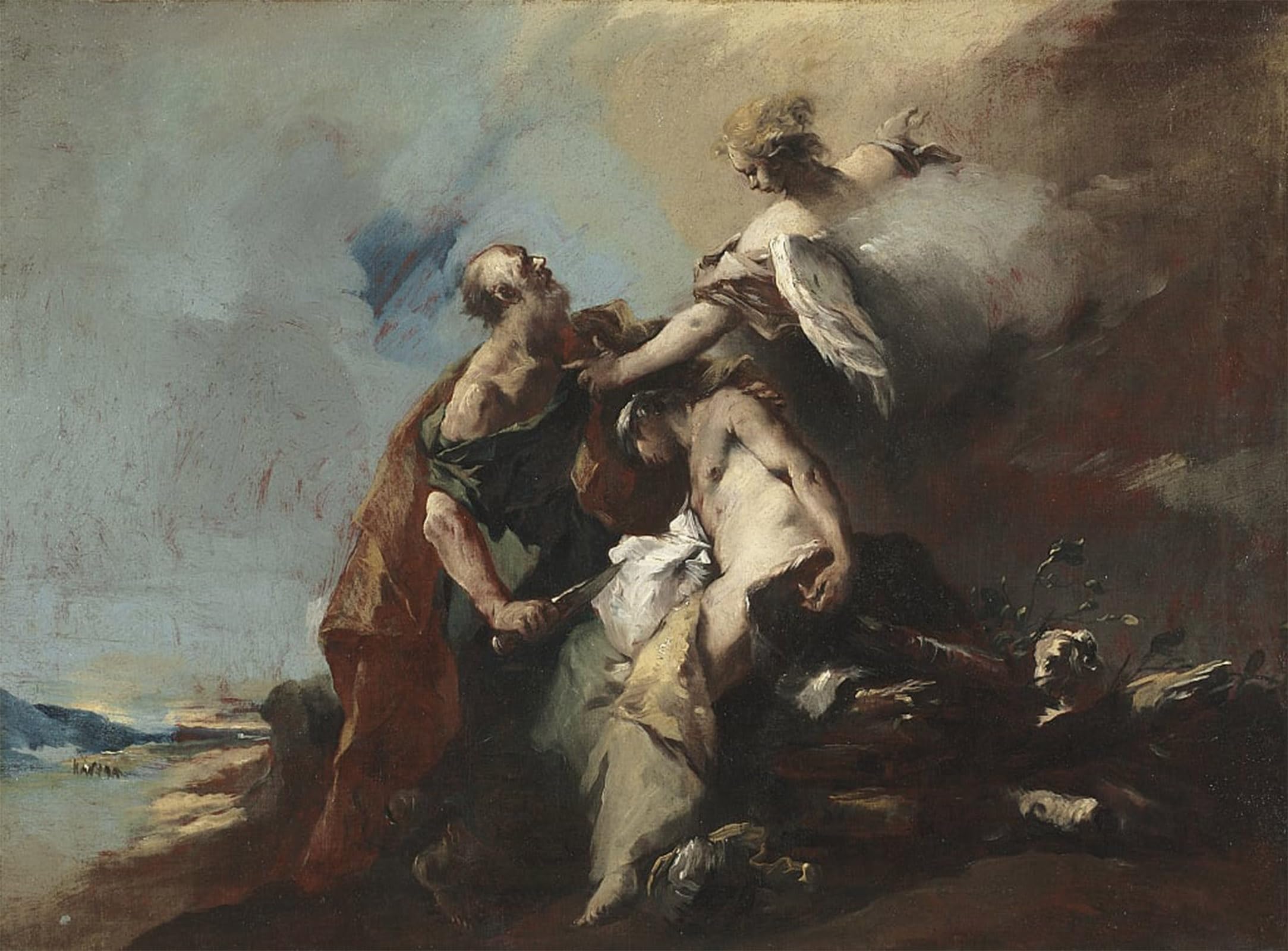RZHRHJES Famous Painting Poster Art Canvas Print Retro Picture the Sacrifice of Isaac by Francesco Guardi Poster Wall Art for Office Decor 60x90cm