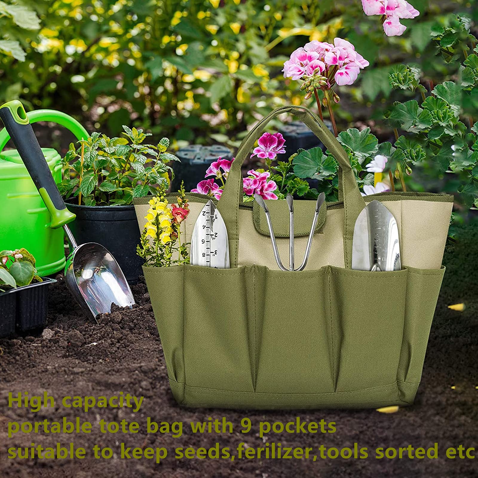 Bolsa de jardín,bolsa de herramientas de jardín con 9 bolsillos bolsa de almacenamiento de herramientas de jardín para guardar kits de jardinería y bolsa de almacenamiento de jardinero,II-49
