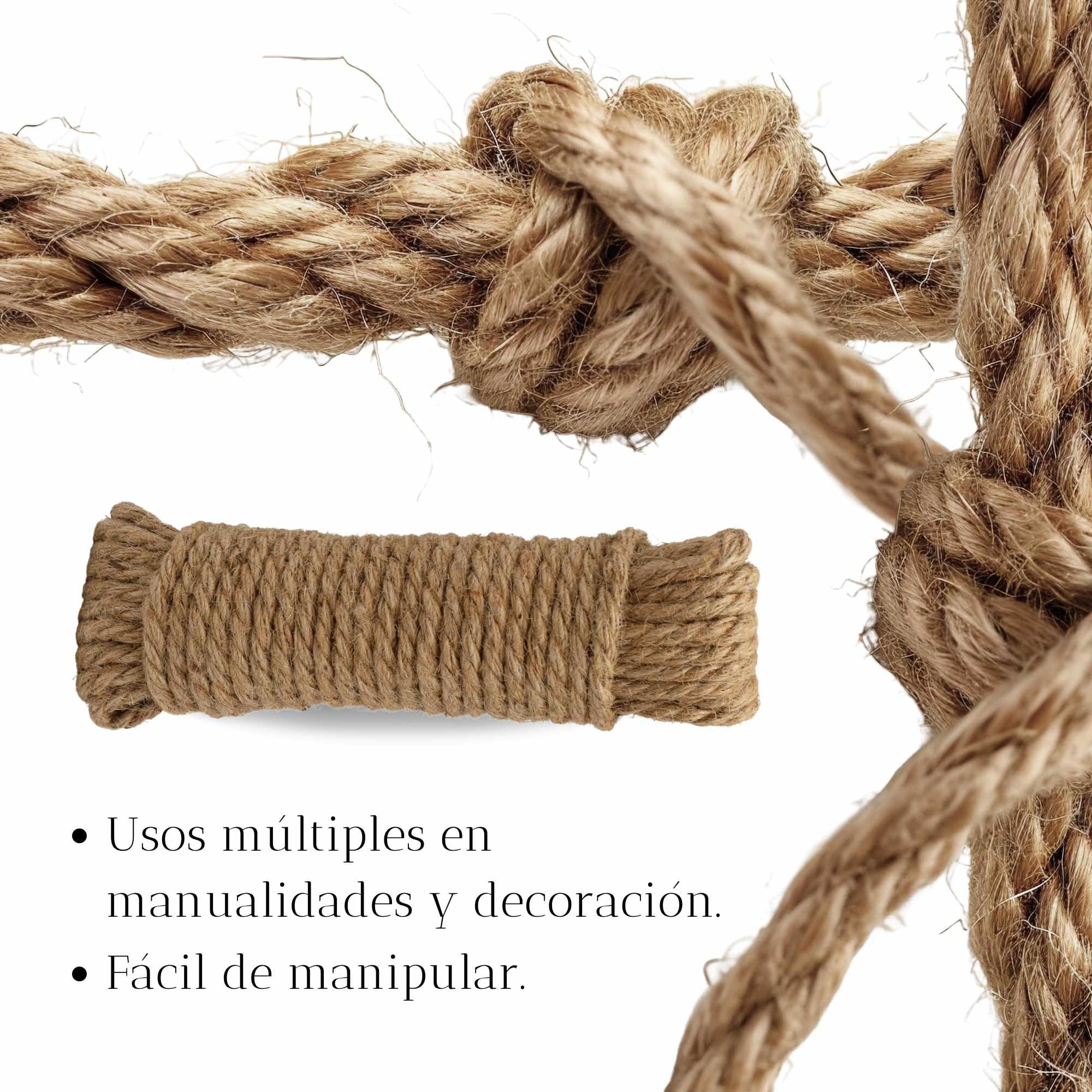TECHZOCO Cuerda de cáñamo Natural, Rollo de Cordel Yute, Cordel cañamo, Cuerda para Bricolaje, Decoración de Muebles, Envoltura, Jardinería, Confección, Artesanía, 20 Metros de Largo x 10 mm Grosor