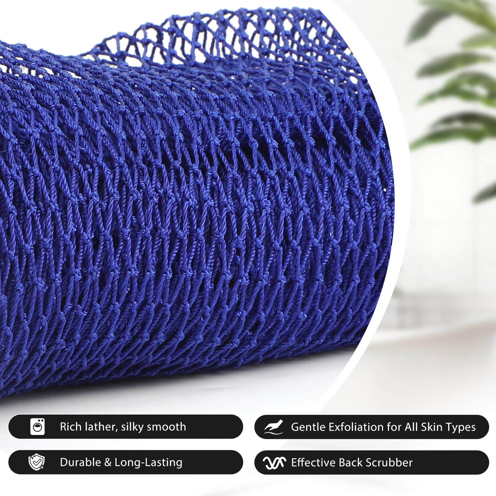 SubSahara Authentic African Net Sponge, 2 Pack Exfoliating Bath Sponge and Shower Loofah for Body & Back, 45-Inch Stretchable Washcloth, Quick-Dry Reusable Body Scrubber (Blue & Purple) : Beauty & Personal