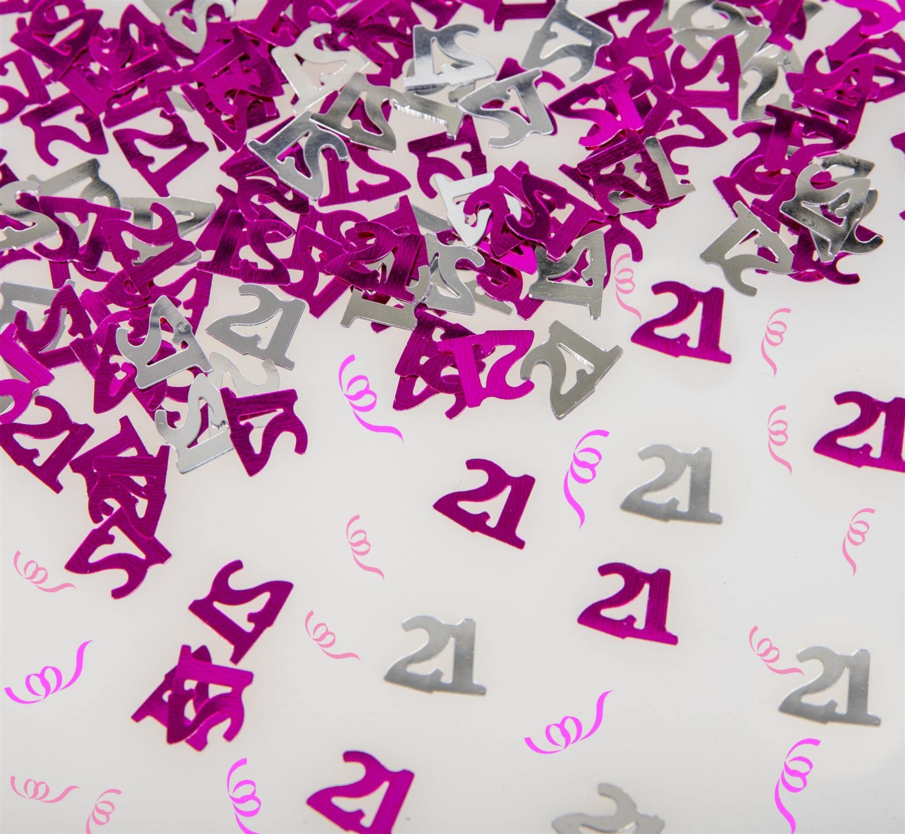28g Pink & Silver 21st Birthday Confetti Foil Metallic Glitz Table Scatter Sprinkles Age Bday Party Decorations