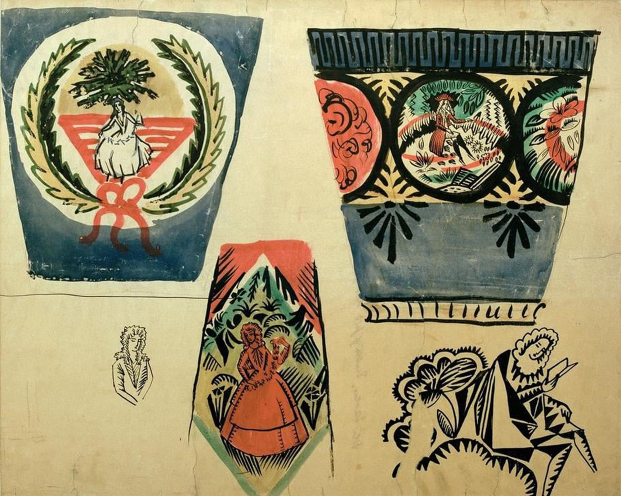 ARTXLXXBN Famous Painting Canvas Artwork Graffiti Print Three Vases by August Macke Portrait Canvas Image for Home Decor 60x90cm