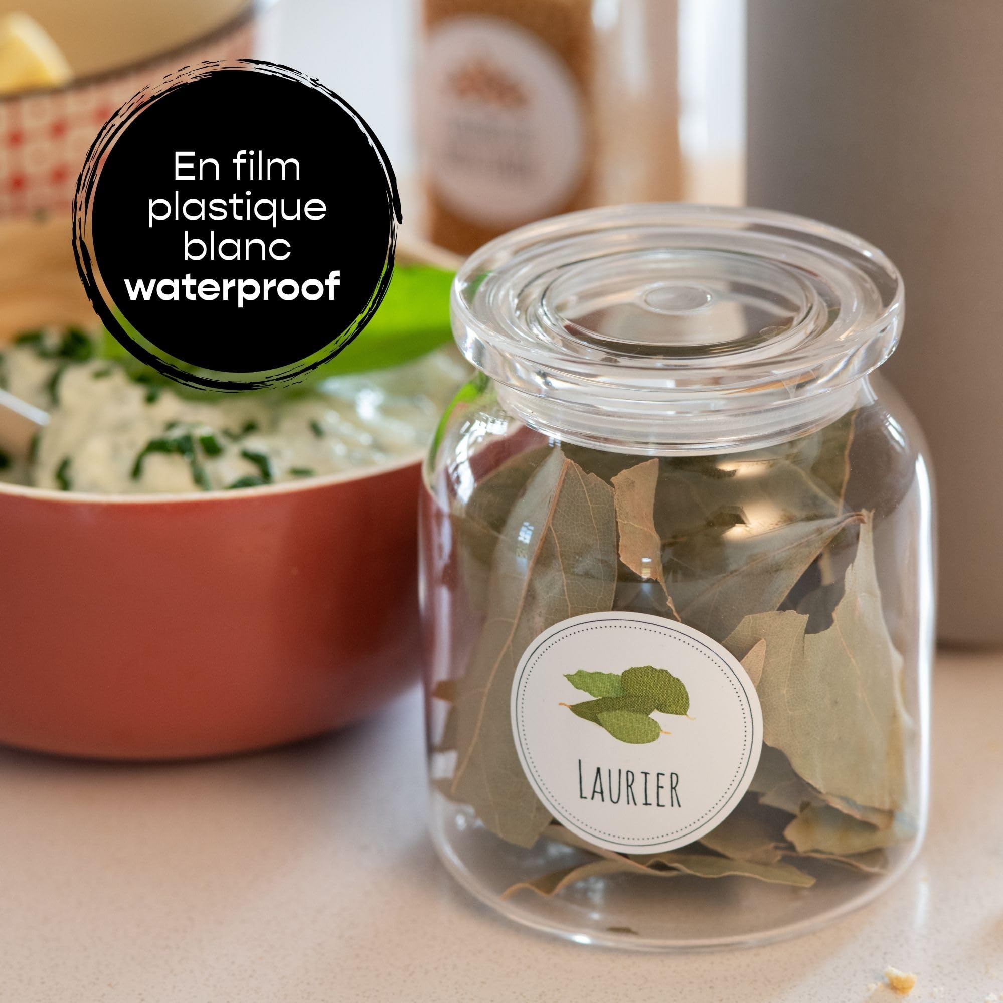 SLTAXAR 500 Pcs Etiquetas Adhesivas Para Botellas Y Tarros De Conservas - Pegatinas Impermeables Para Cocina Con Bolígrafo