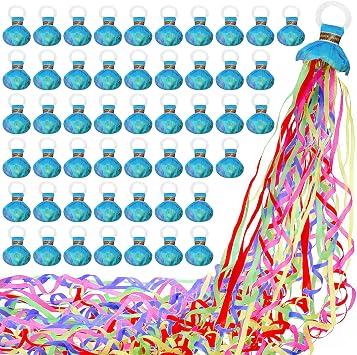 50Pcs Colorful Streamers Poppers Hand Throw Confetti Popper No Mess Party Poppers Paper Crackers for Wedding Halloween Christmas New Year Birthday Graduation Engagement Retirement