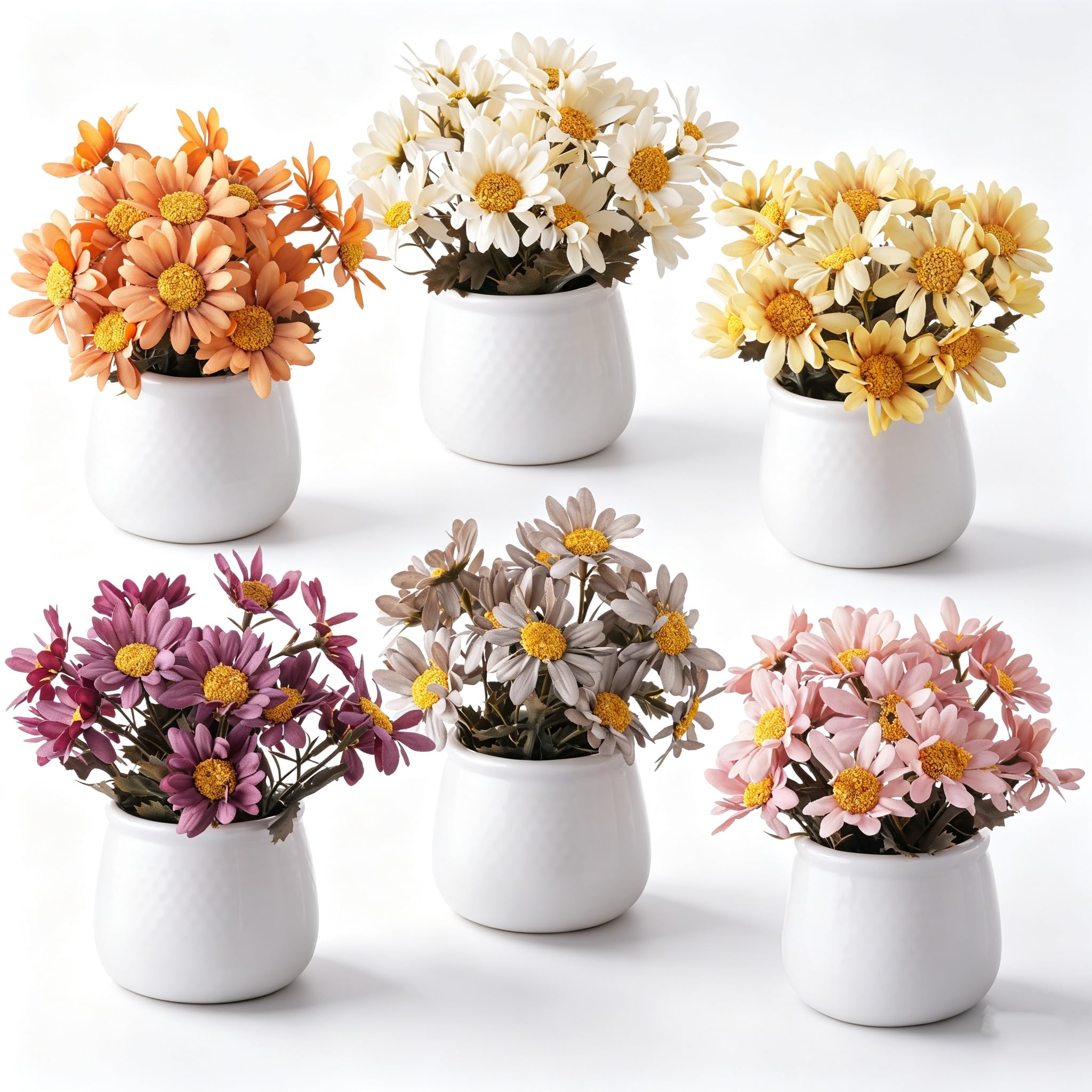 6PCS Artificial Sunflower with Ceramic Pot