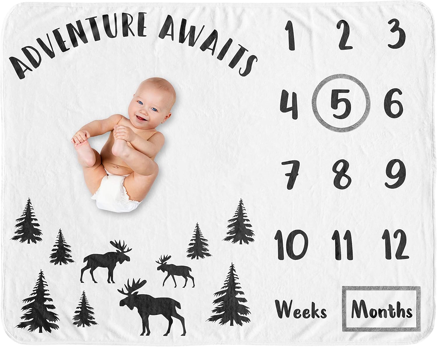 Sweet Jojo Designs Woodland Forest Animals Boy Girl Gender Neutral Unisex Baby Milestone Blanket Newborn Monthly First Year Photo Growth Chart Infant Memory Gift Set Friends Bear Hedgehog Watercolor