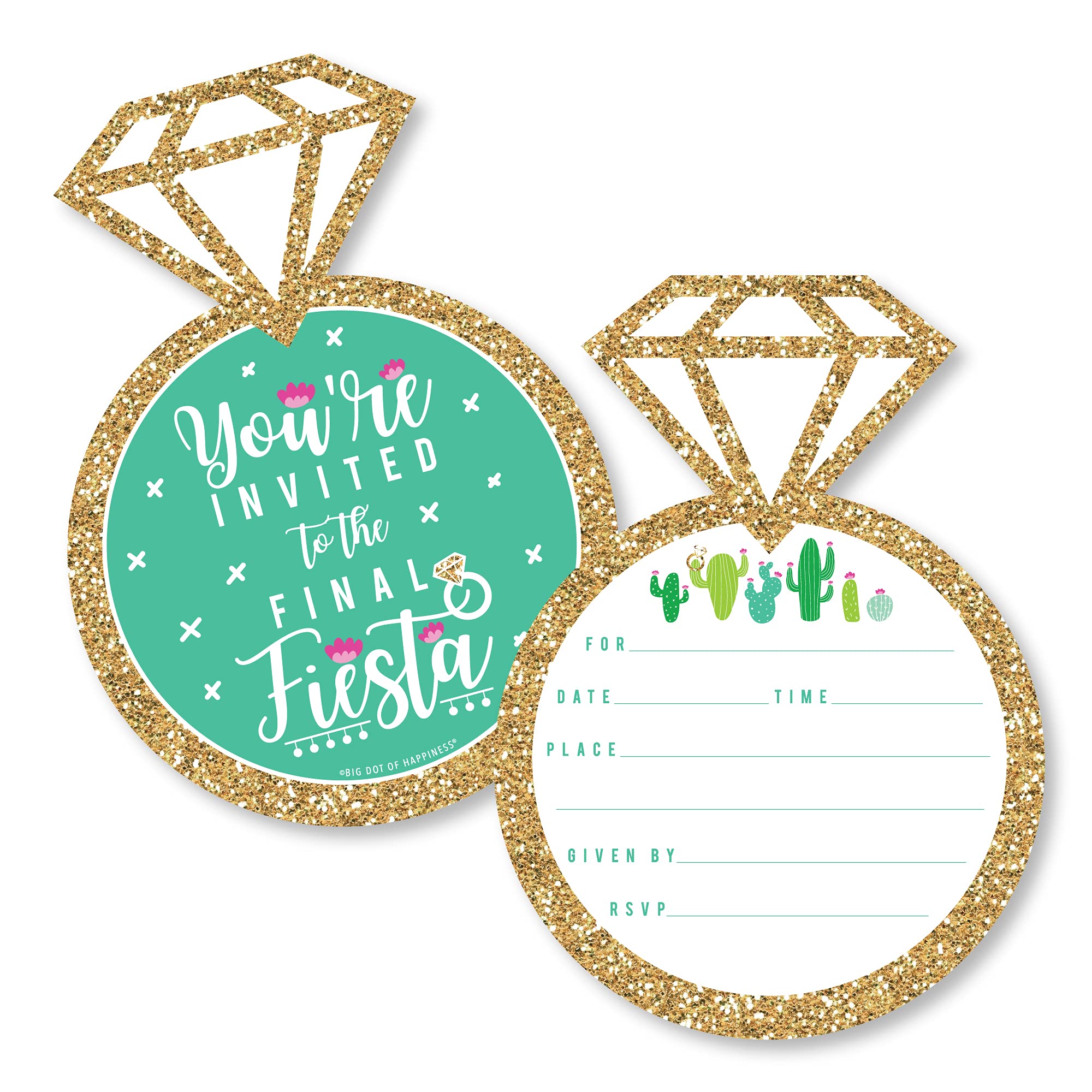 Big Dot of HappinessFinal Fiesta - Shaped Fill-In Invitations - Last Fiesta Bachelorette Party Invitation Cards with Envelopes - Set of 12