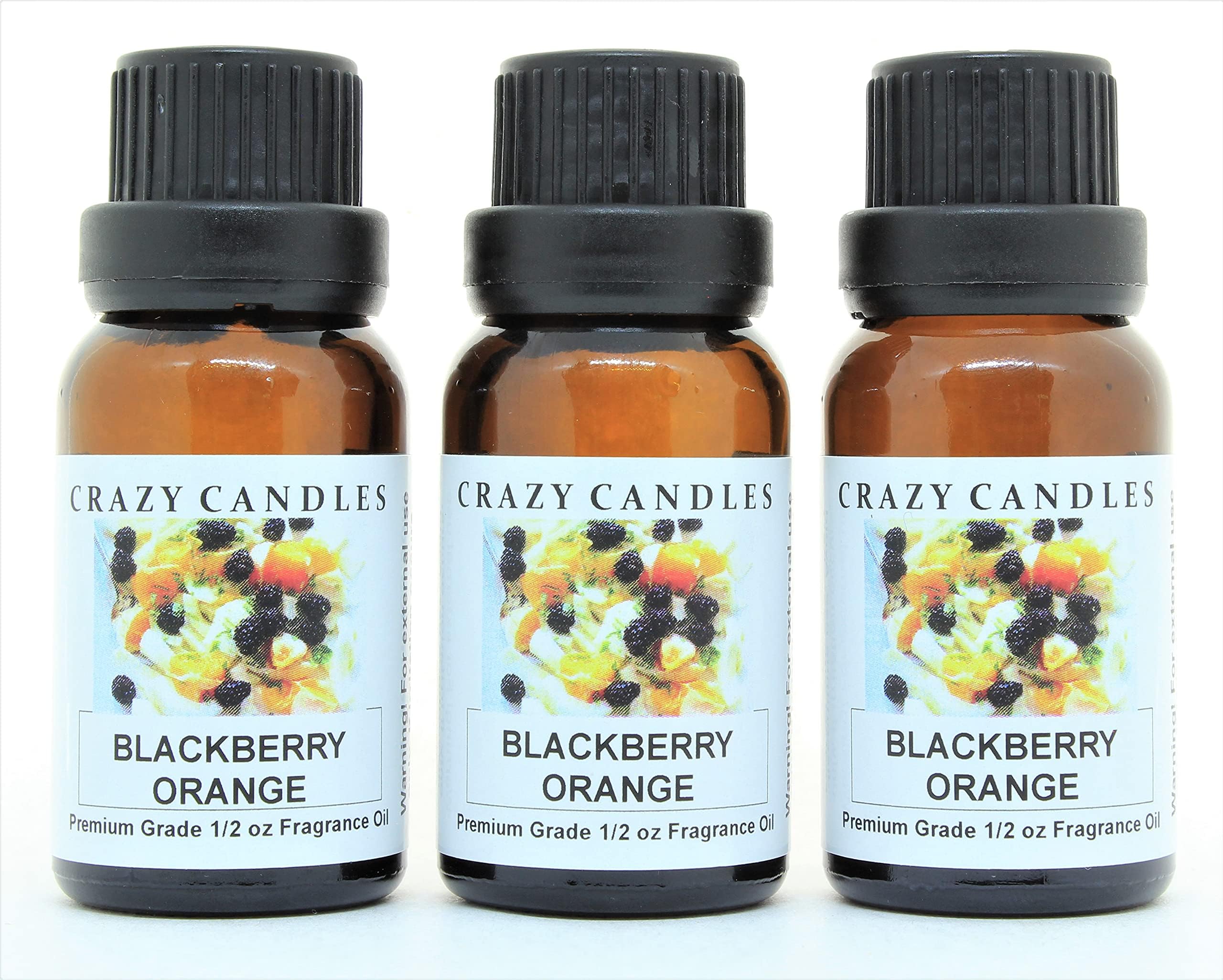 Crazy Candles BlackBerry Orange 3 Bottles 1/2 FL Oz Each (15ml) Premium Grade Scented Fragrance Oil