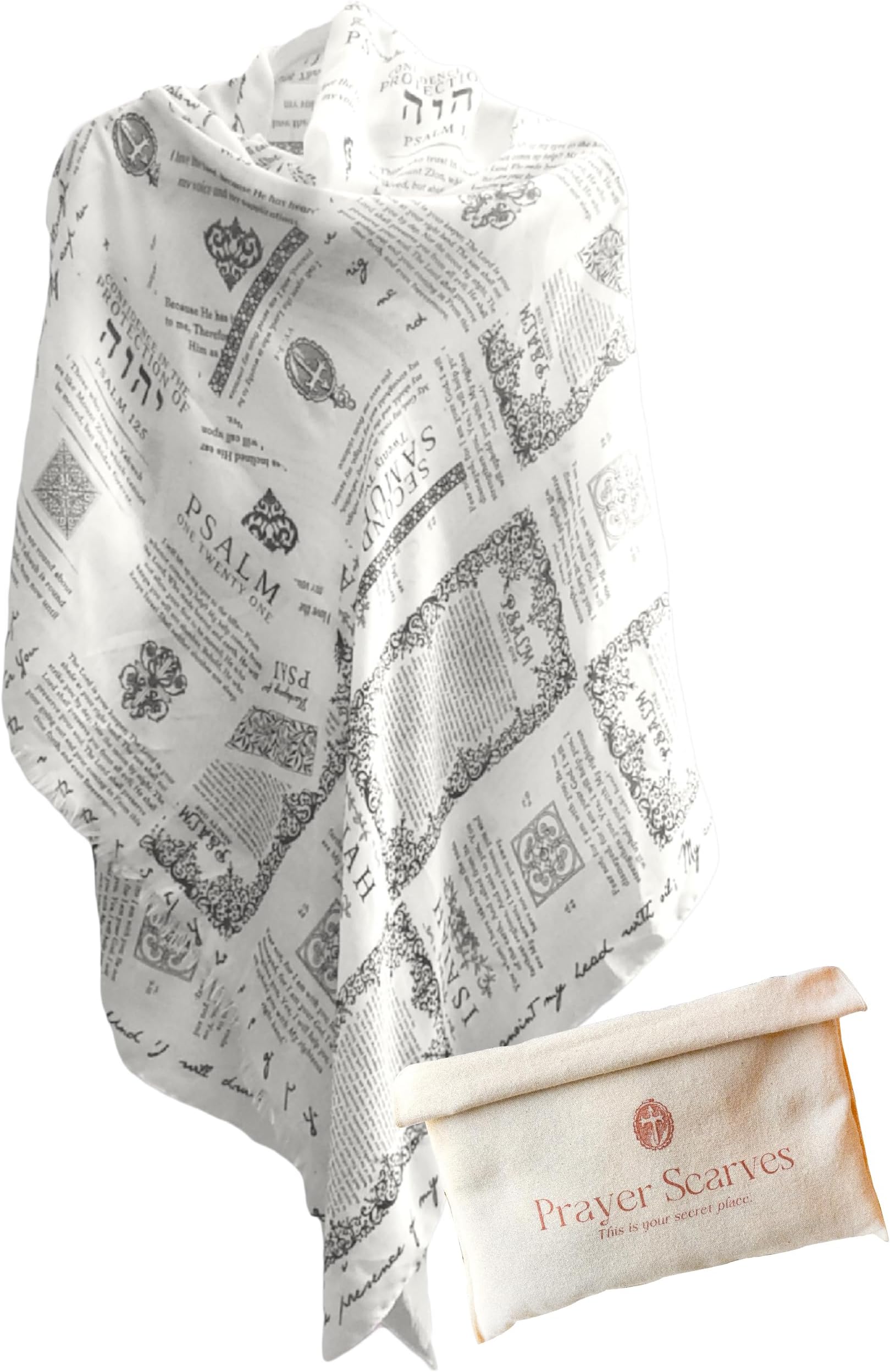 Protection Bible Verse Shawl with Psalm 91 – Vintage Scripture Scarf with 7 Bible Verses, Christian Gift Women