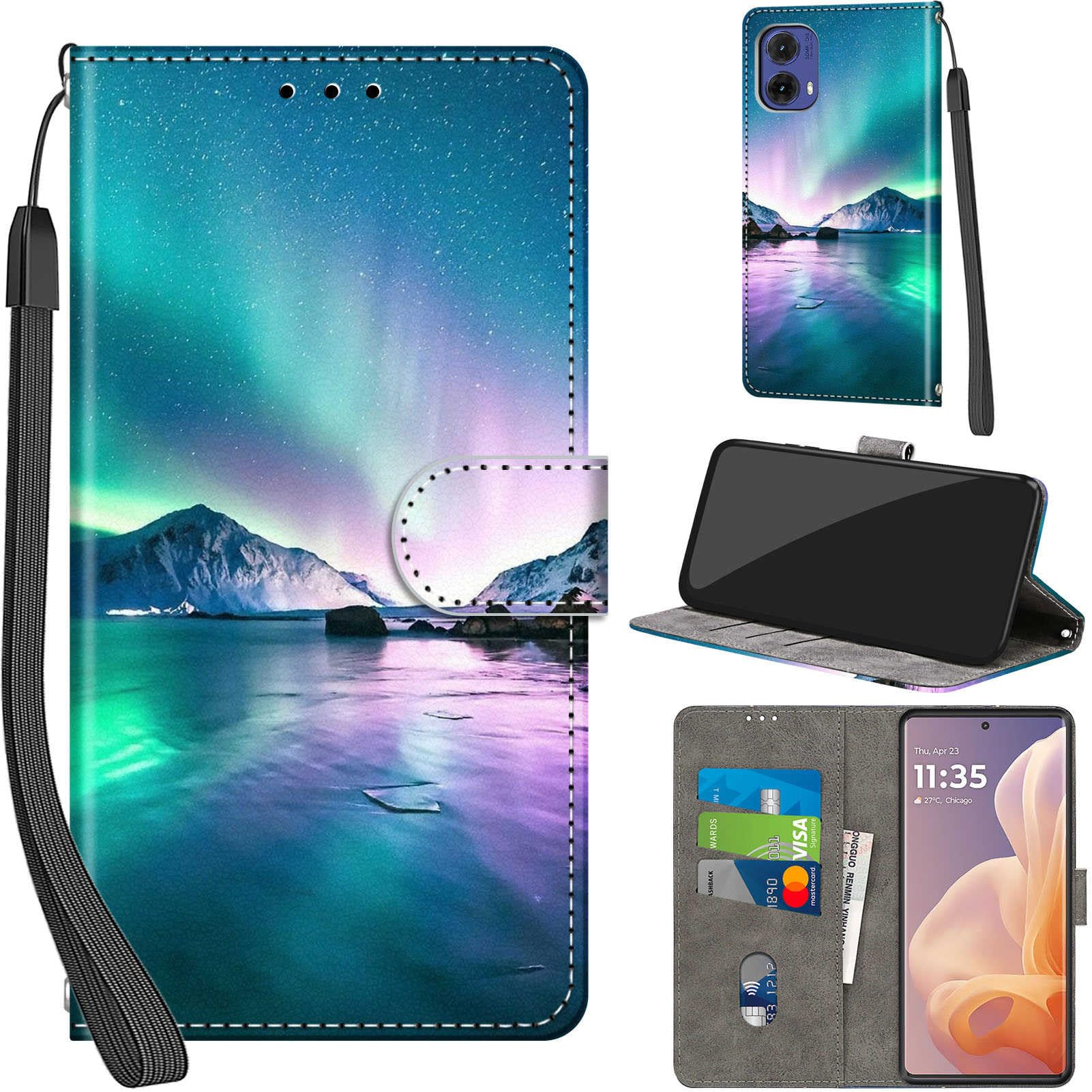Cover Portafoglio Con Fiori Per Motorola Moto G85 5G - Custodia In Pelle PU Con Kickstand, Chiusura Magnetica, 3 Slot Per Carte E Cordino - 2