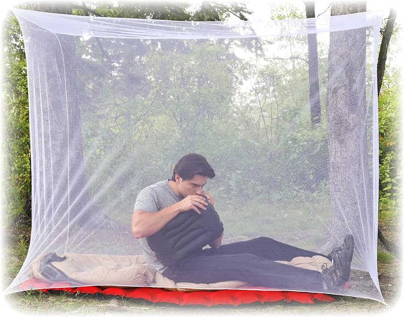 Coghlan's Rectangular Mosquito Net – Lightweight Mesh Canopy for Camping, Travel, and Outdoor Use – Includes Tie Loops, Carry Bag, Twine, Hooks, Anchors, Nails – White, 78" x 32" x 59"