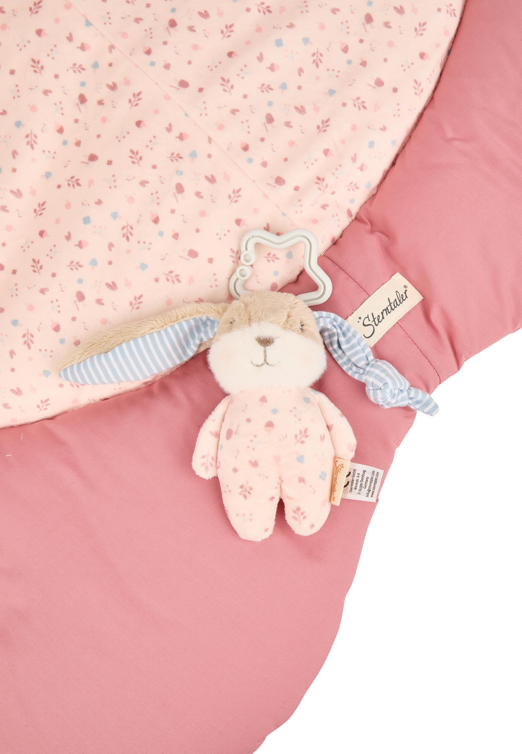 Sterntaler Spielbogen Hase Hanni 96x96cm - Motiv Spieldecke mit Bogen & abnehmbarem Spielzeug - wattierte Activity Decke für Mädchen mit Rassel, Beißring & Spiegel - Geschenk Idee, perlrosa