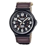 MW240B-5BV Standard Classic Tan Velcro Strap Black Dial Watch