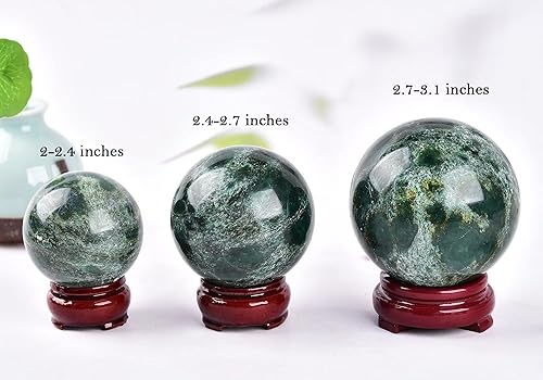 Miniatura 3 de AMOYSTONE Bola de piedra de cristal de cuarzo esmeralda con base de madera