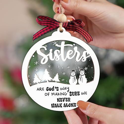 Miniatura 4 de Adornos de madera para hermanas 2025-2 capas, regalo para hermanas de hermana, hermano, regalos de Navidad para cuñada, regalos de hermanas en