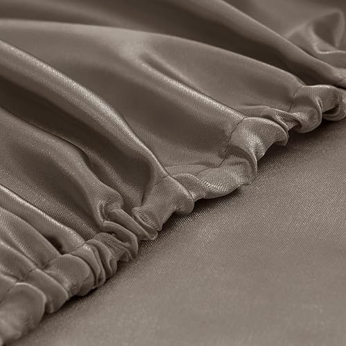 Miniatura 7 de Homiest Juego de 4 piezas de sábanas de satén sedoso de lujo con bolsillo profundo, 1 sábana ajustable + 1 sábana encimera + 2 fundas de almohada