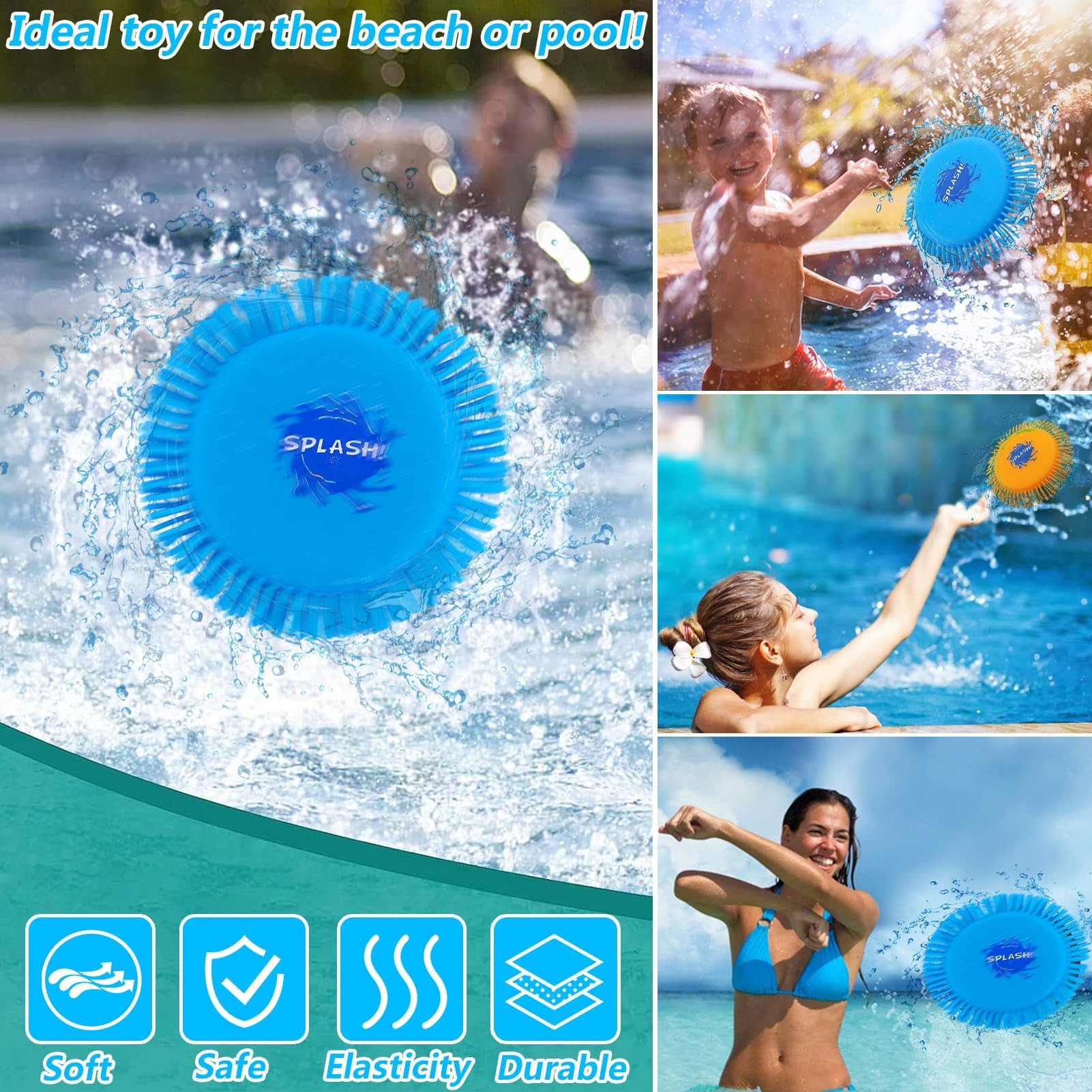 Frisbee ad Acqua Giocattolo Disco da Lancio in Schiuma e Silicone Gioco Acquatico Pesce Diavolo