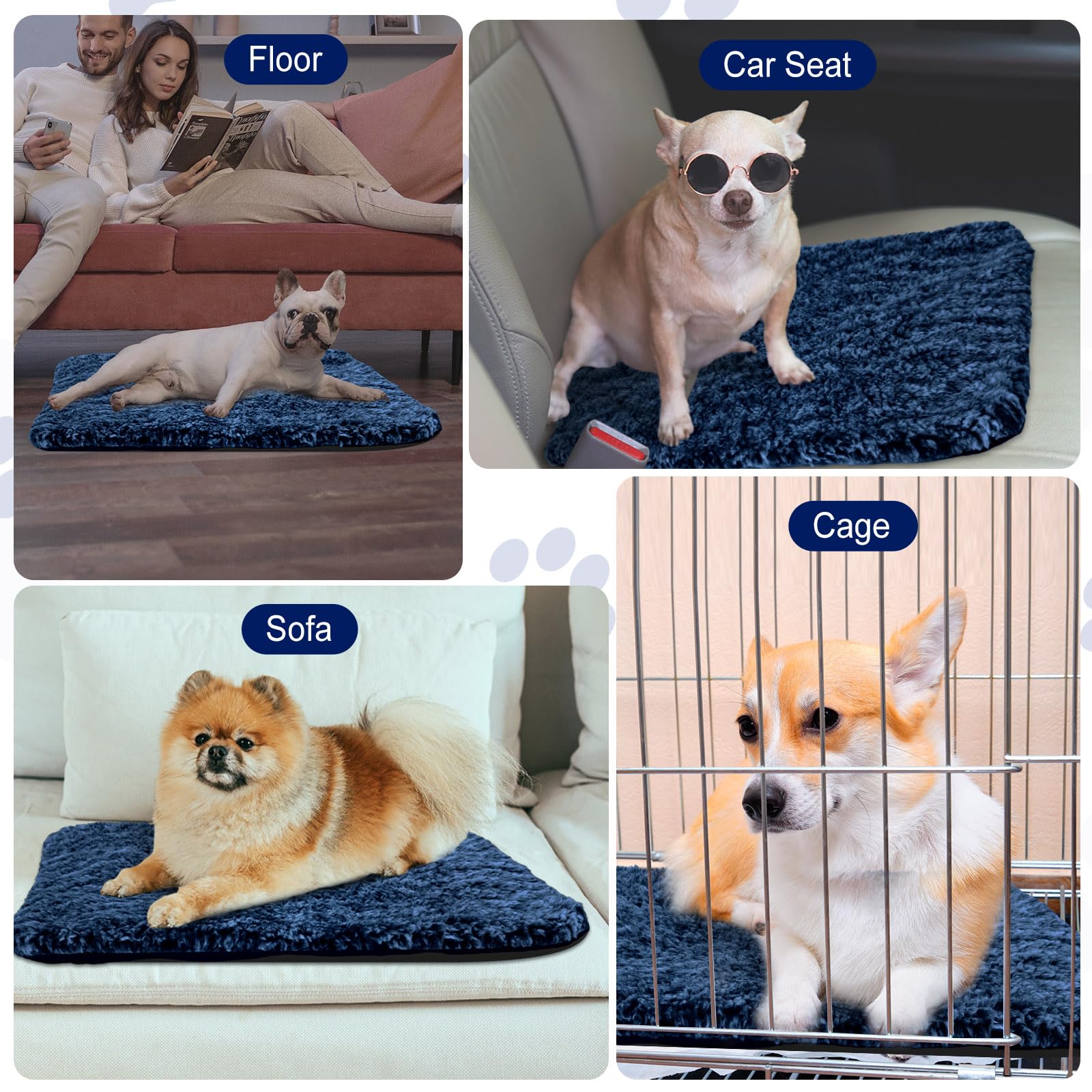 Drydiet Selbstwärmende Katzenunterlagen, selbstheizende Katzenmatte, Thermo-Pads für kleine Hunde, waschbar, Haustierhütte, Bettmatte mit abnehmbaren Bezügen für drinnen und draußen, 4 Stück
