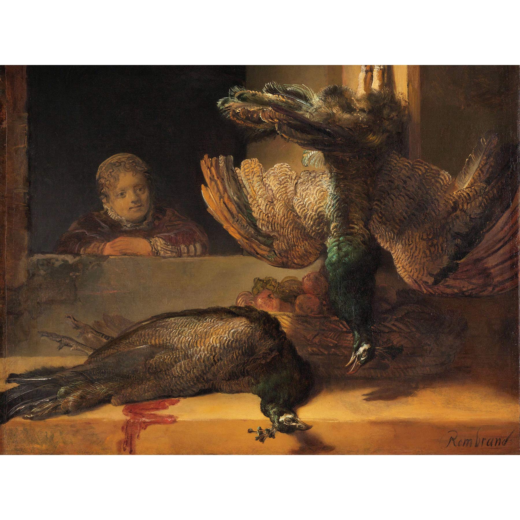Artery8 Rembrandt Still Life With Peacocks Painting Premium Wall Art Canvas Print 18X24 Inch