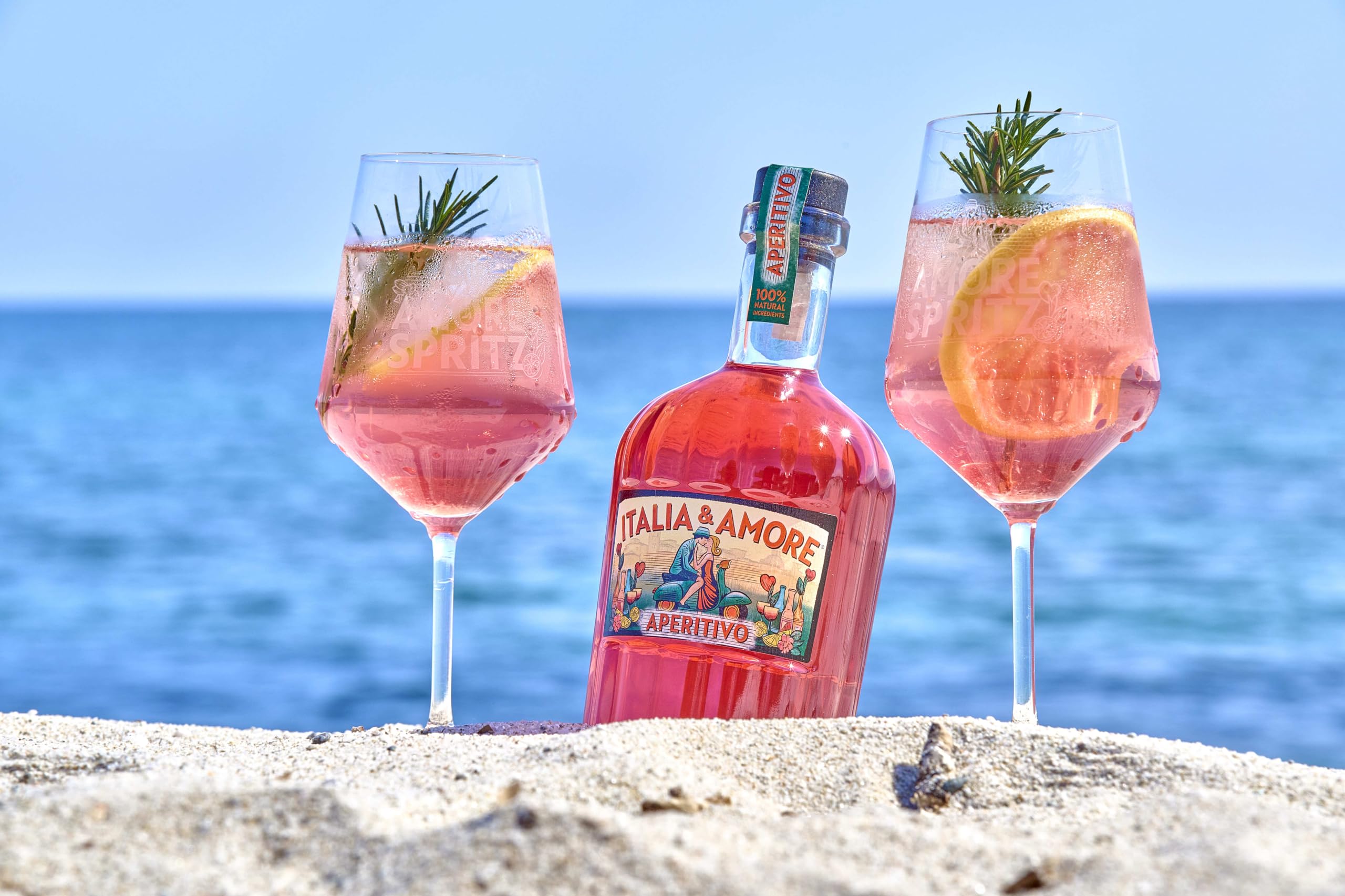 6er-Set Italia & Amore Aperitivo Likör | Der Premium Aperitif aus 100% Natürlichen Zutaten | Handcrafted Genuss für Amore Spritz & mehr | 6 x 700ml | 15% Vol.