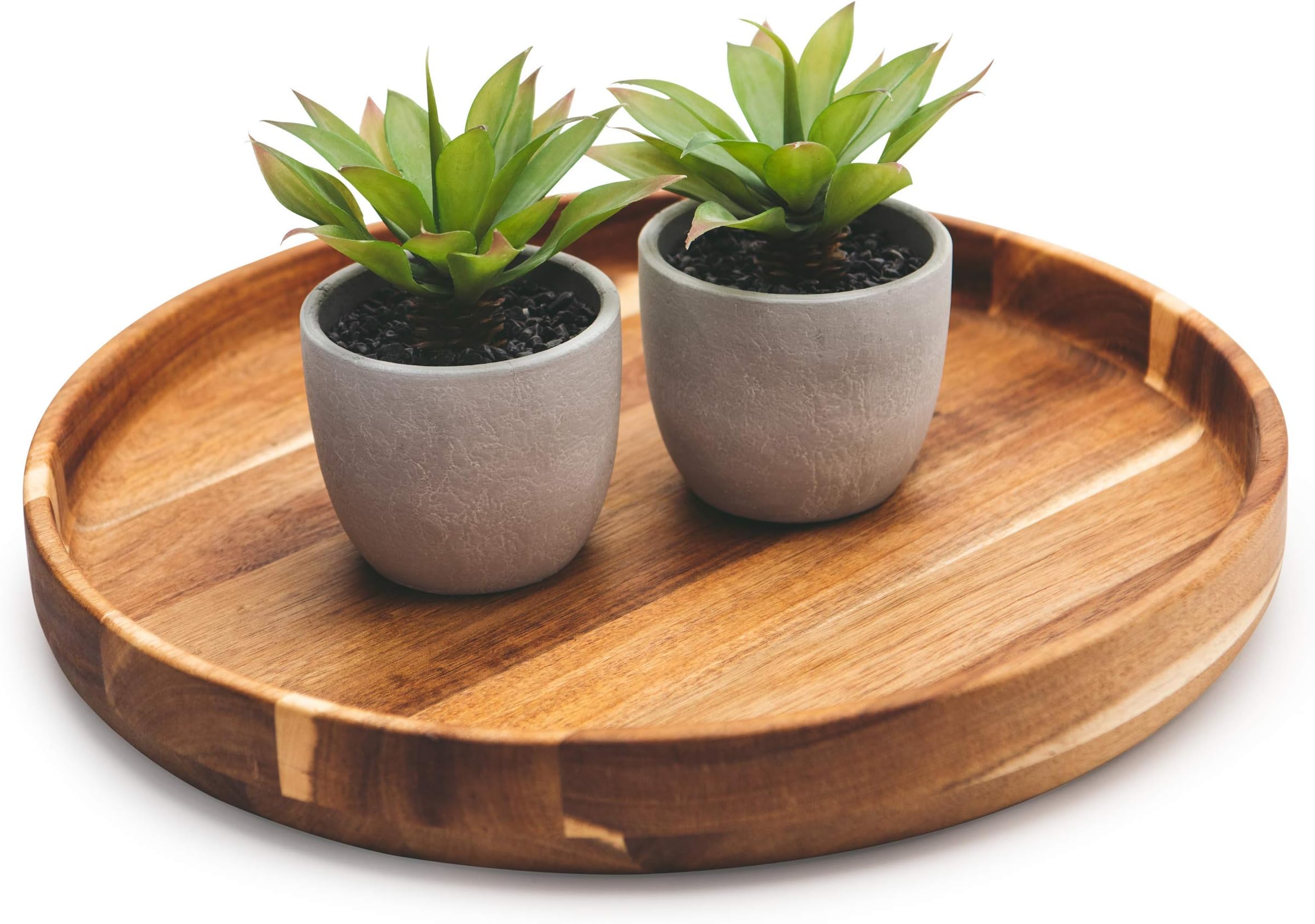 Kurrajong Farmhouse Wood Tray 15.7" Wide | Large Round Wooden Tray for Ottoman or Coffee Table