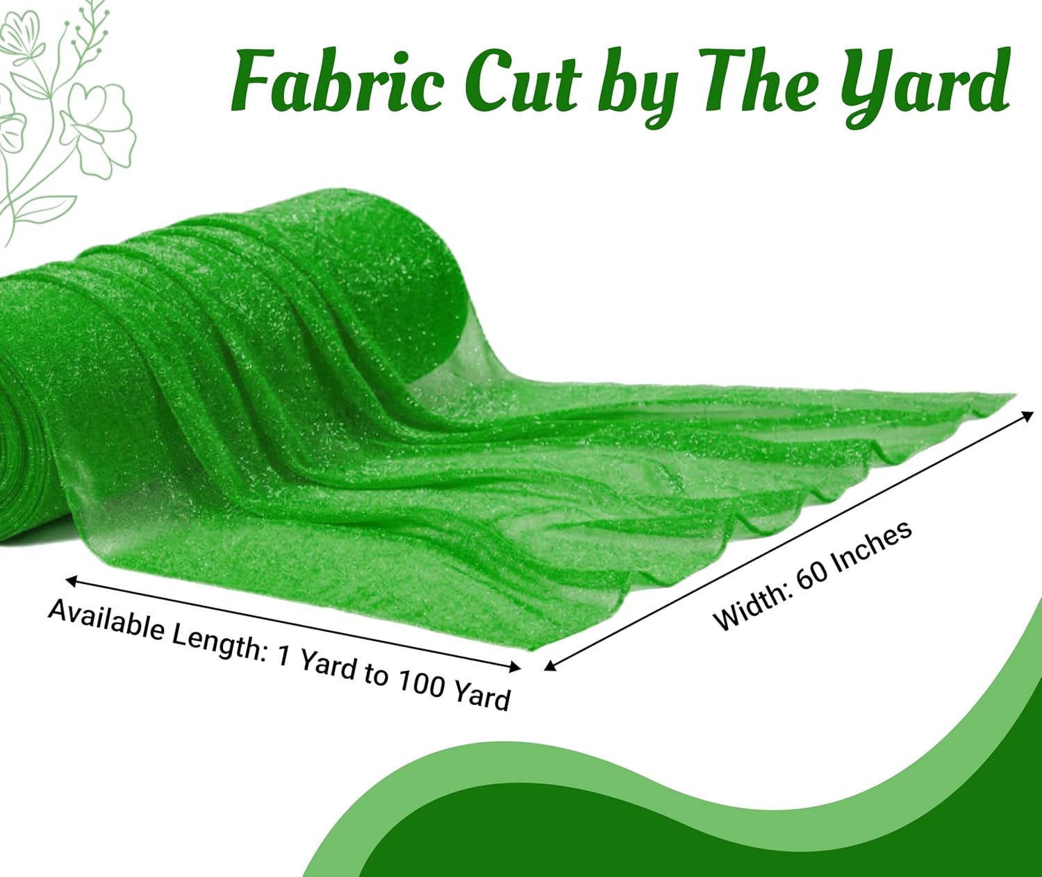 MDS Pack of 5 Yard Wedding Arch Draping Drapery Fabric Sheer Chiffon Fabric for Wedding Ceremony Reception Swag and Backdrop Decorations 60” Width DIY Sewing Multipurpose Fabric - Green