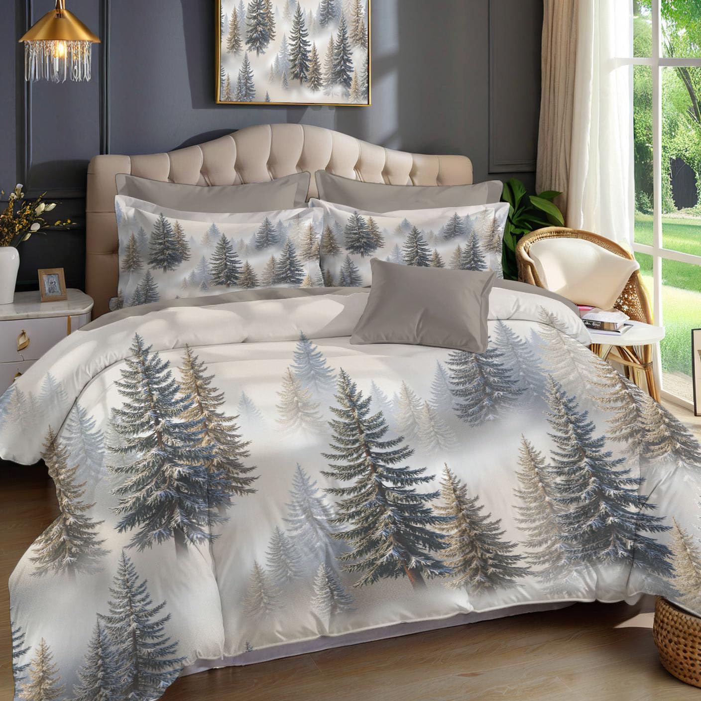 Housse de couette 240x260 pins de qualité supérieure pour un grand lit élégant
