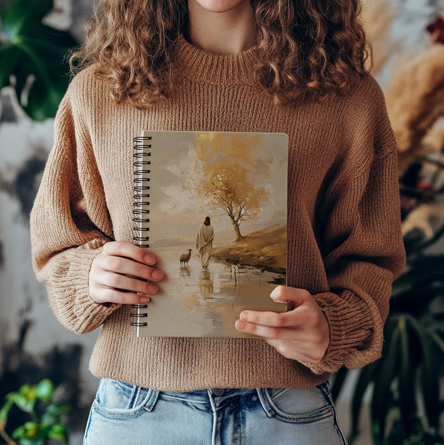 Jesus and Lamb Christian Notebook, Inspirational Faith Journal with Lined Pages, Fall decor, Jesus Leaves the 99 Sheep Painting, Religious Gift for Women, 5.5x8.3 Inch - Image 6