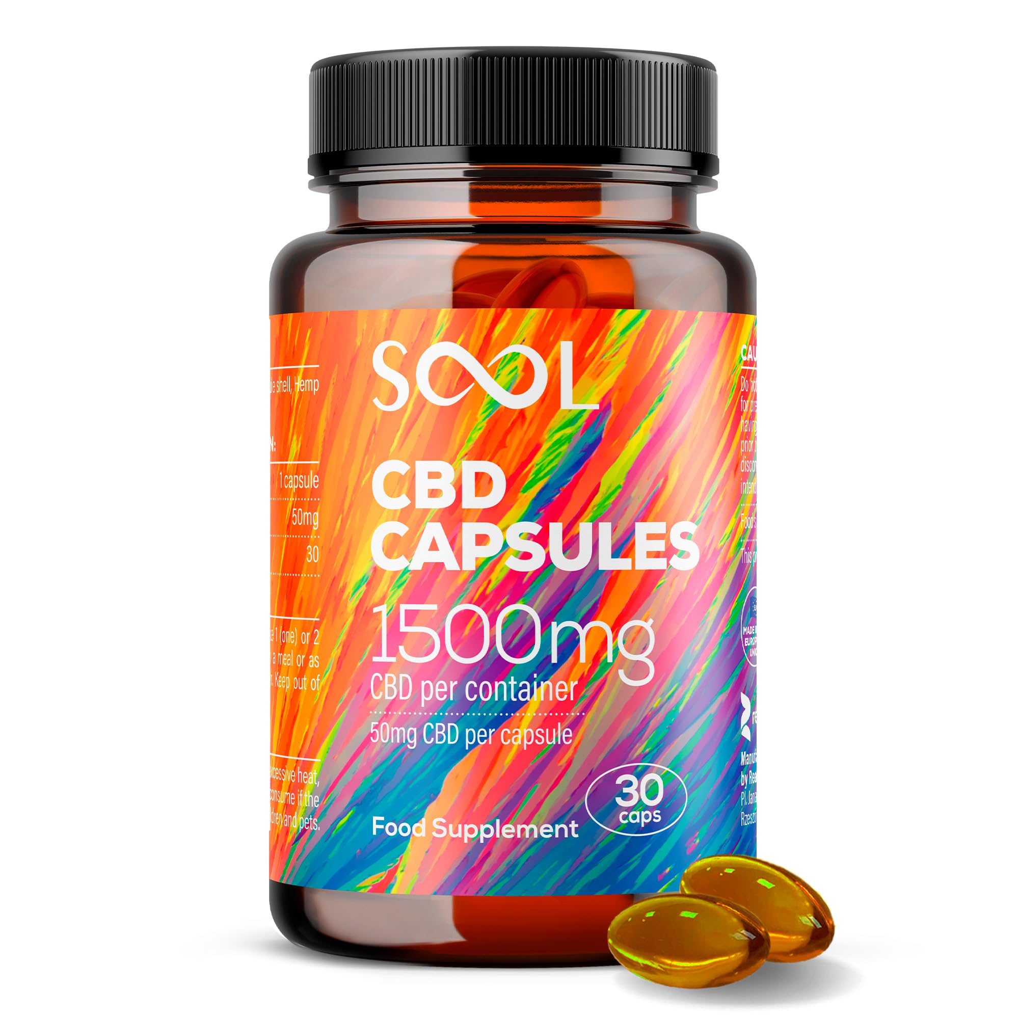 SOOL CBD Capsules 1500mg, 30pcs, 50mg per Capsule