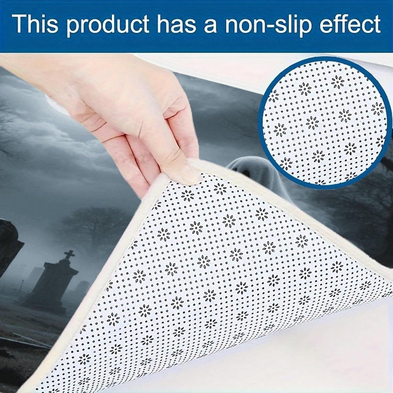 Cool Halloween Ghost Kitchen Mat Set of 2 Ergonomic Comfort Velvet Rugs Cushioned Anti-Fatigue Non-Slip Standing Mats Thick Kitchen Floor Mat Carpet Runner Rugs 16"×24"+17"×47"